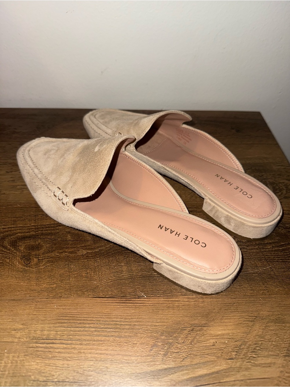 Cole Haan Blush Suede Backless Mules